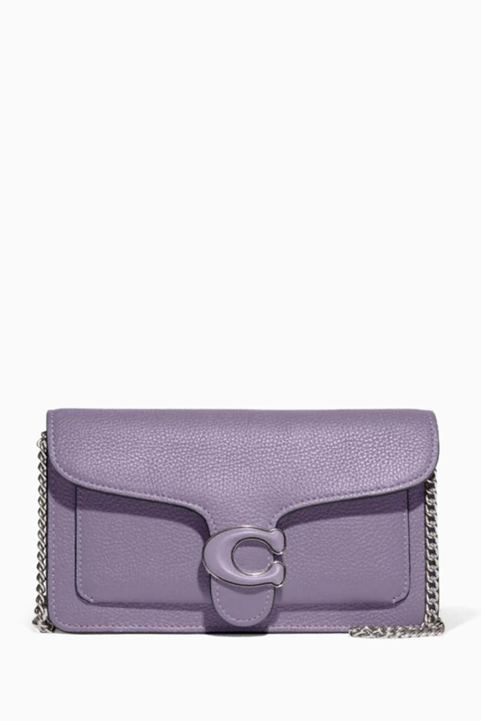 

Tabby Chain Crossbody Bag in Grained Leather, Purple