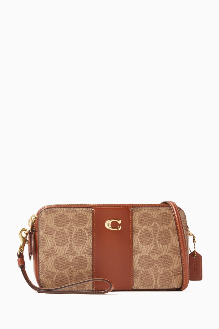 

Kira Colour-block Crossbody Bag in Coated-canvas & Leather, Neutral