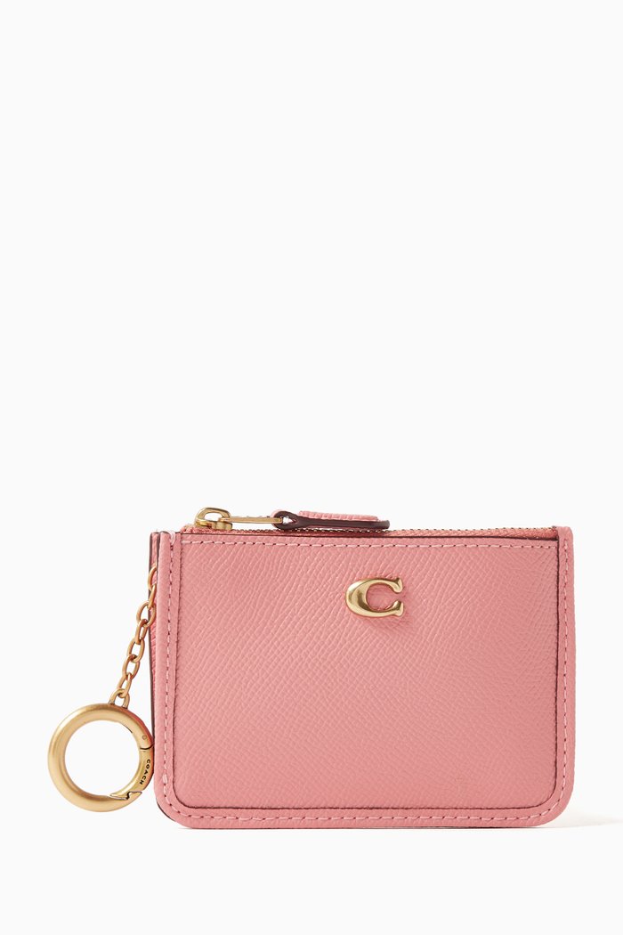 

Mini Skinny ID Case in Grained Leather, Pink