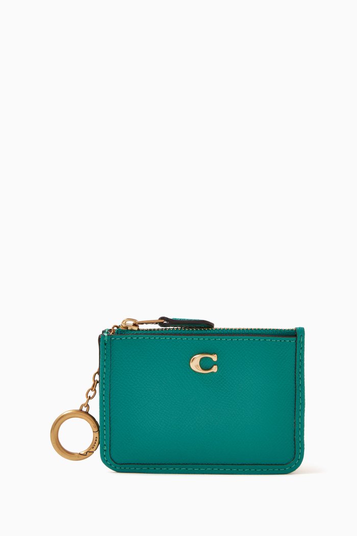 

Mini Skinny ID Case in Grained Leather, Green