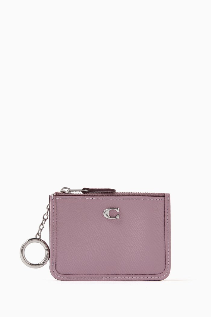 

Mini Skinny ID Case in Grained Leather, Purple