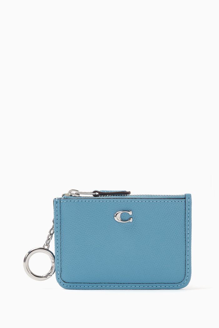 

Mini Skinny ID Case in Grained Leather, Blue