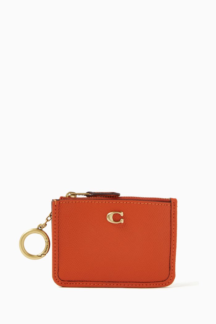 

Mini Skinny ID Case in Grained Leather, Orange
