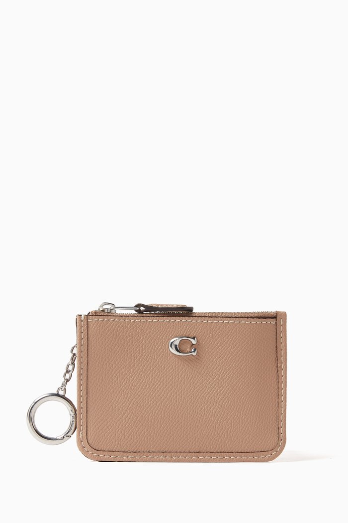 

Mini Skinny ID Case in Grained Leather, Neutral