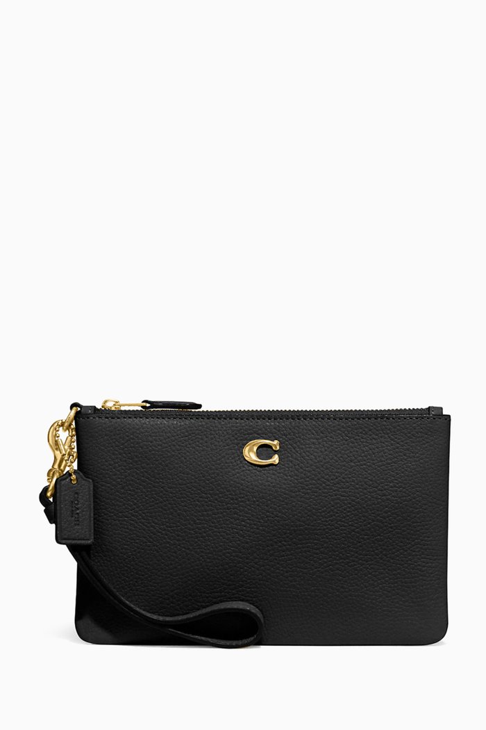 

Small Wristlet Pouch in Leather, Black