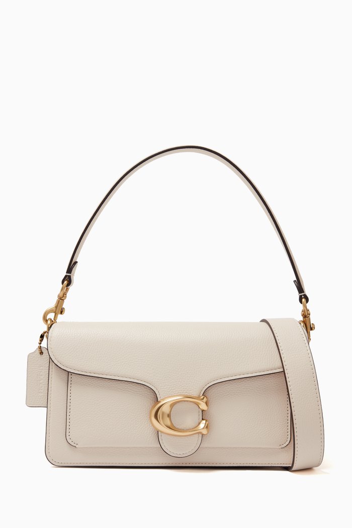 Tabby Shoulder Bag in Pebbled Leather, White