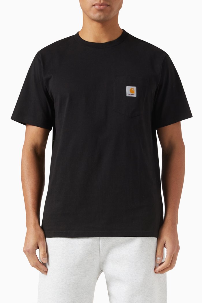 

Logo Patch Pocket T-shirt in Cotton-jersey, Black