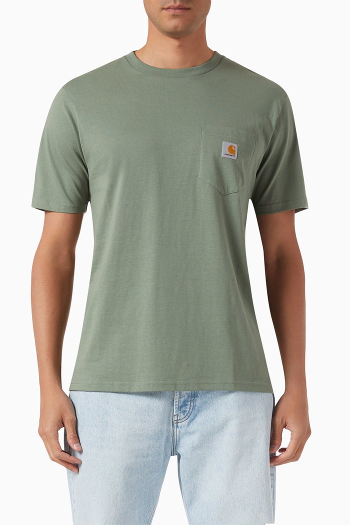 Logo Patch Pocket T-shirt in Cotton-jersey, Green