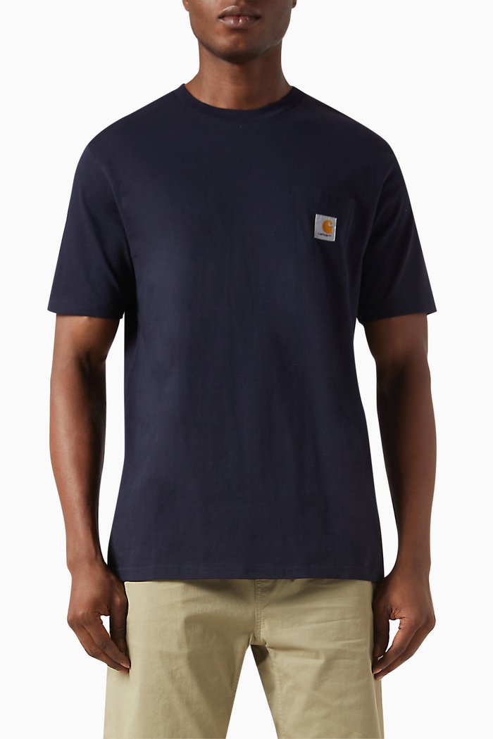 

Logo Patch Pocket T-shirt in Cotton-jersey, Blue