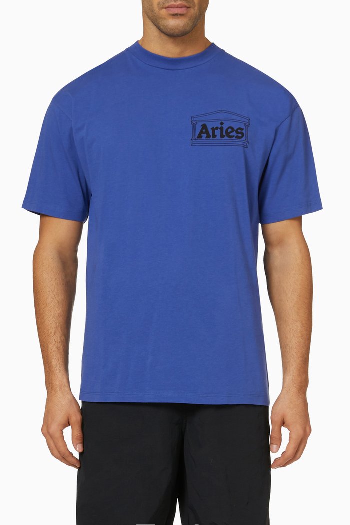 

Temple Print T-shirt in Cotton Jersey, Blue