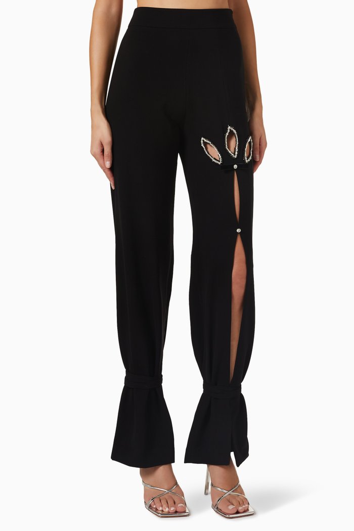 

Lotus Crystal Pants in Crepe, Black