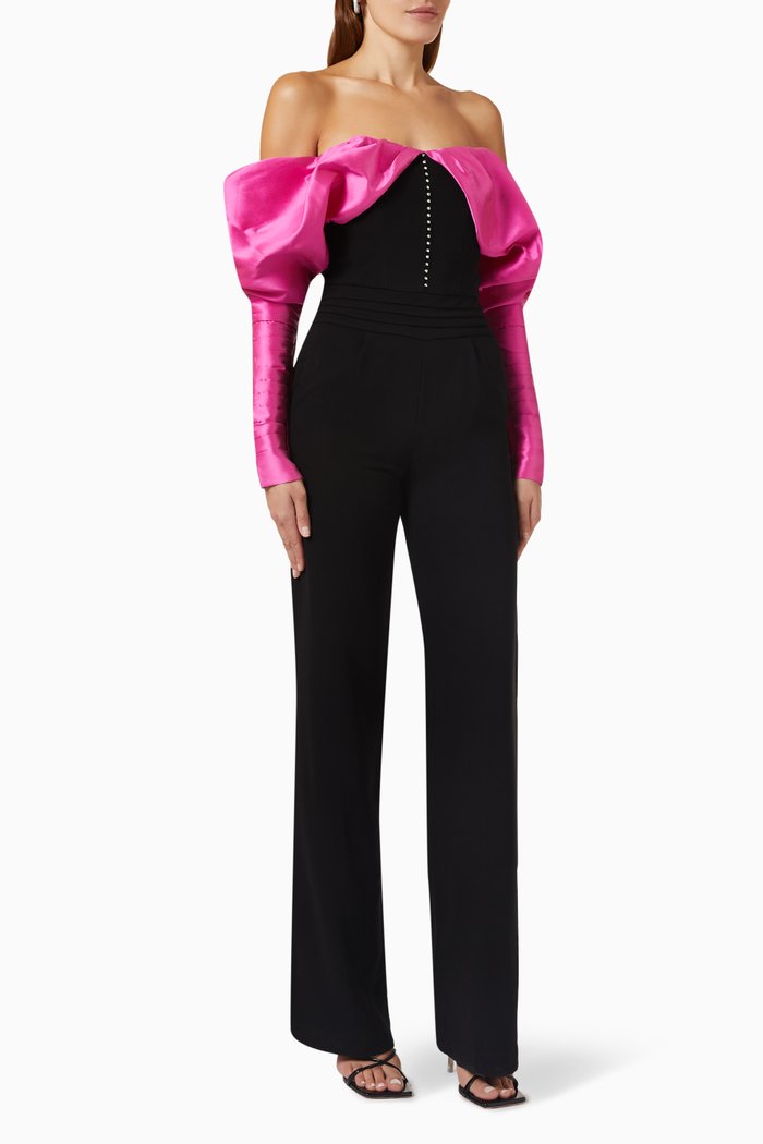 

Opera Jumpsuit in Satin & Crepe, Pink