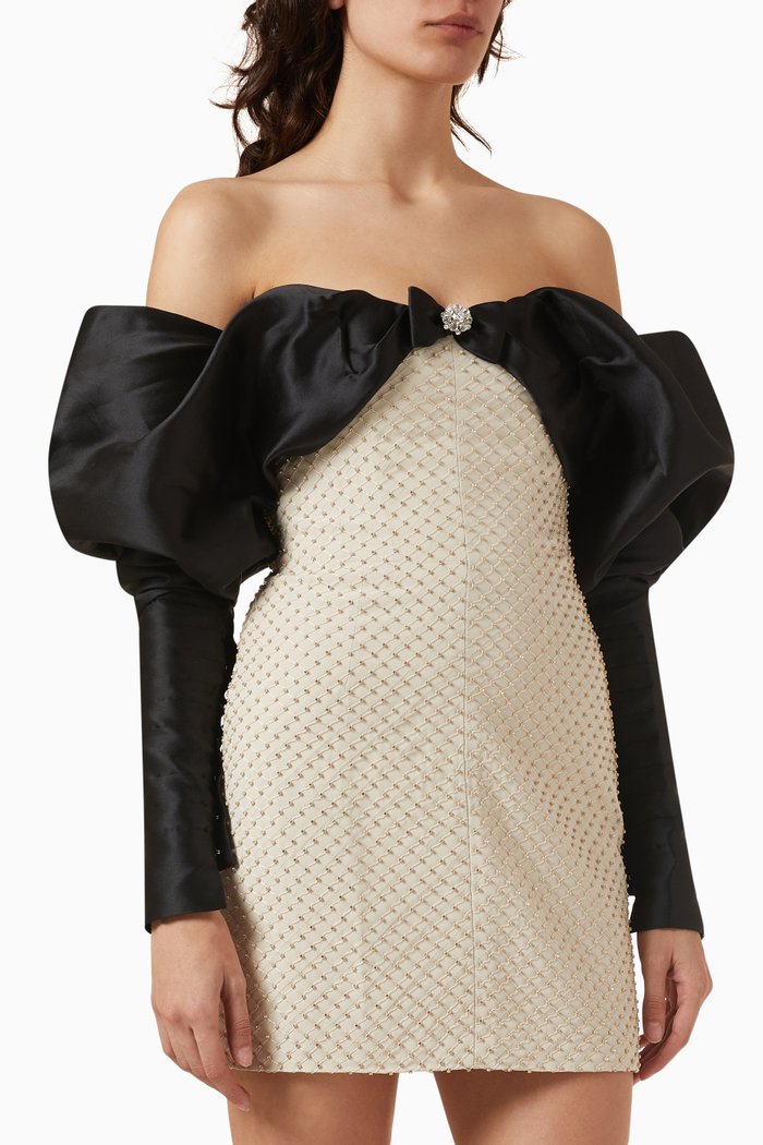 

Opera Mini Dress in Crystal Mesh & Satin, White