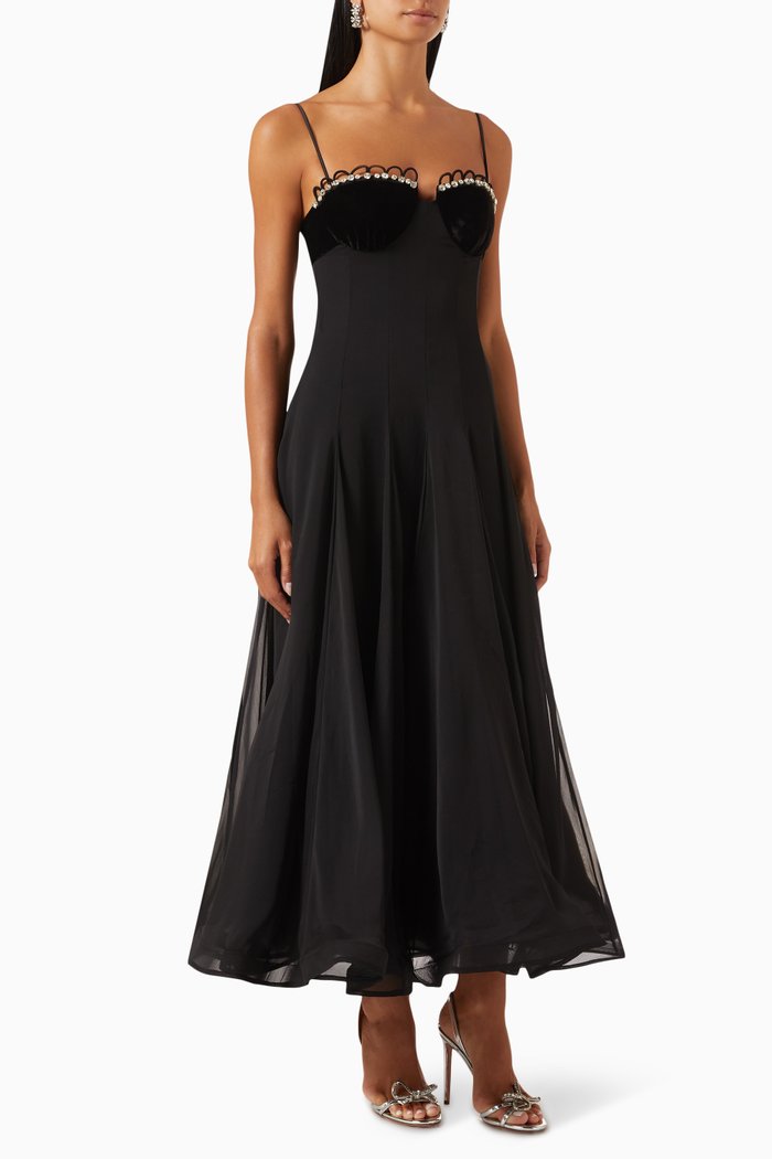

Waltz Crystal-trim Midi Dress, Black