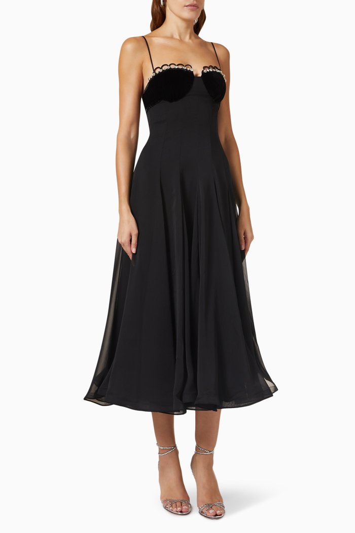 

Waltz Crystal-trim Midi Dress, Black