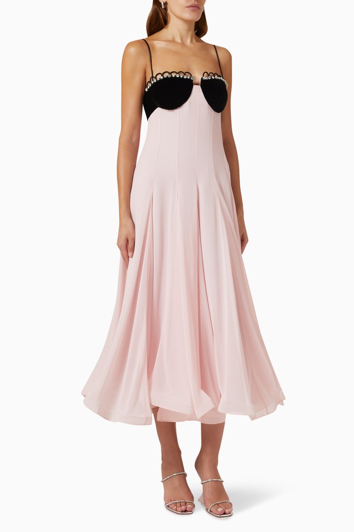 Waltz Crystal-trim Midi Dress, Pink