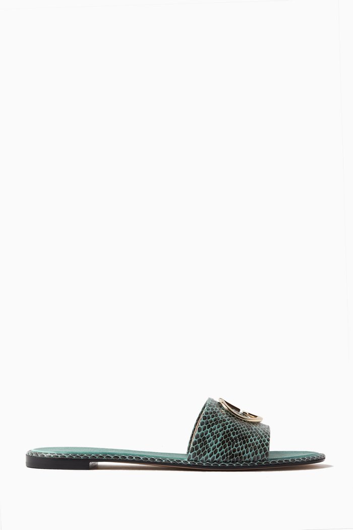 

GA Flat Sandals in Elaphe Leather, Blue