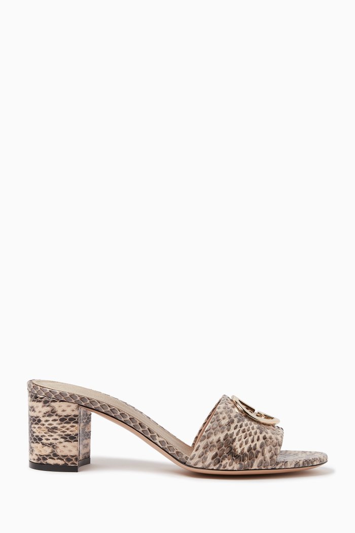 

Charlotte Slip-on Block Heel Sandals in Leather, Neutral