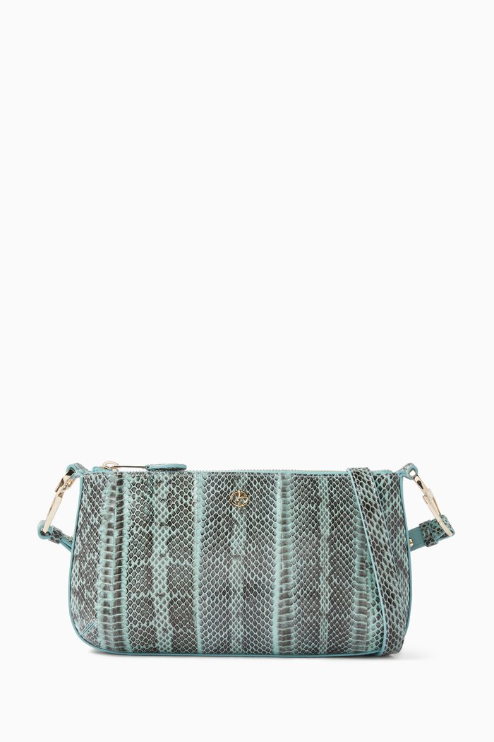 Baguette Shoulder Bag in Polyurethane, Blue