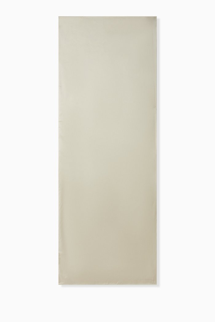 

Signature Logo Embroidered Scarf in Silk, Grey