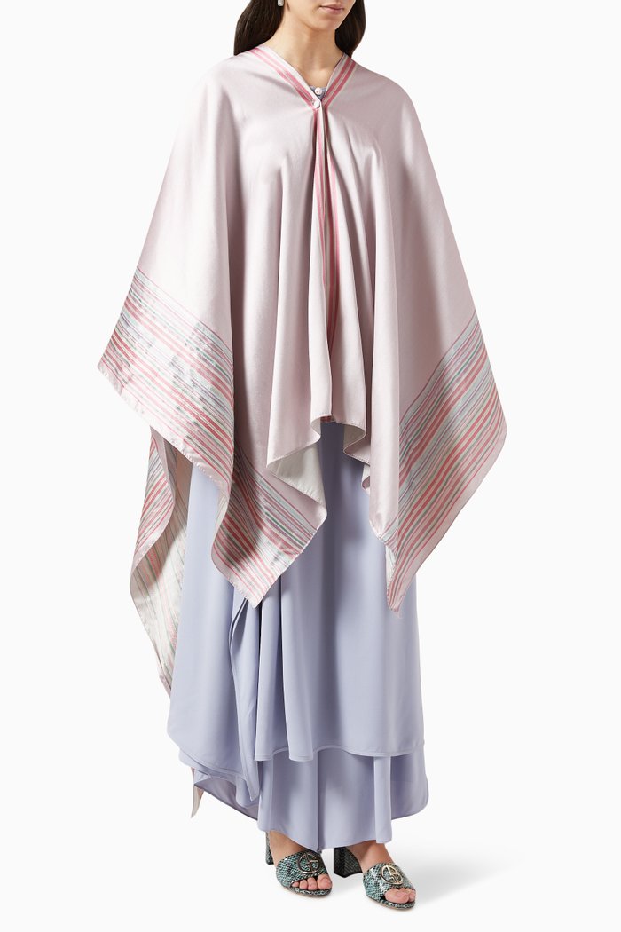 

Striped Poncho in Satin, Pink