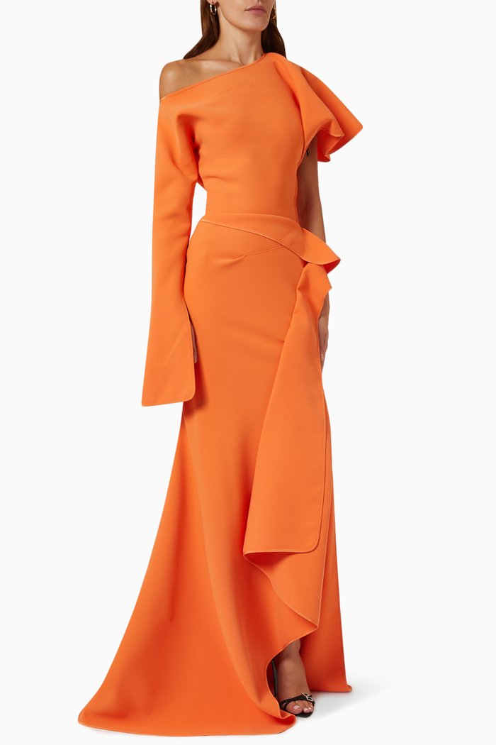 Arrival Gown in Crêpe, Orange