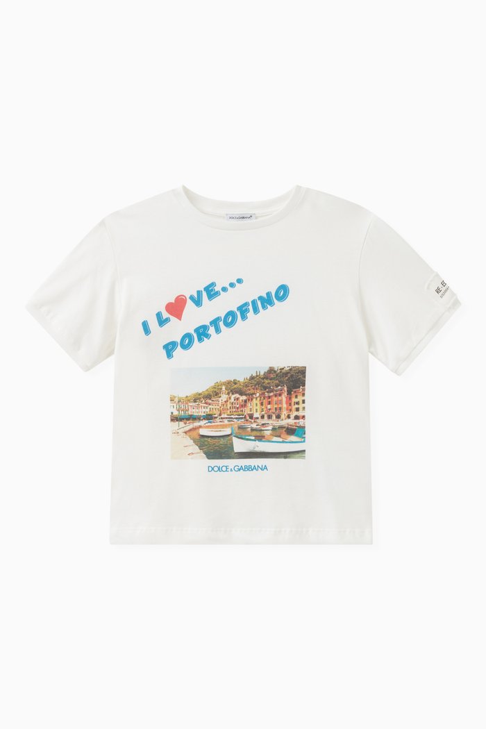 

I Love Portofino T-shirt in Cotton Jersey, White