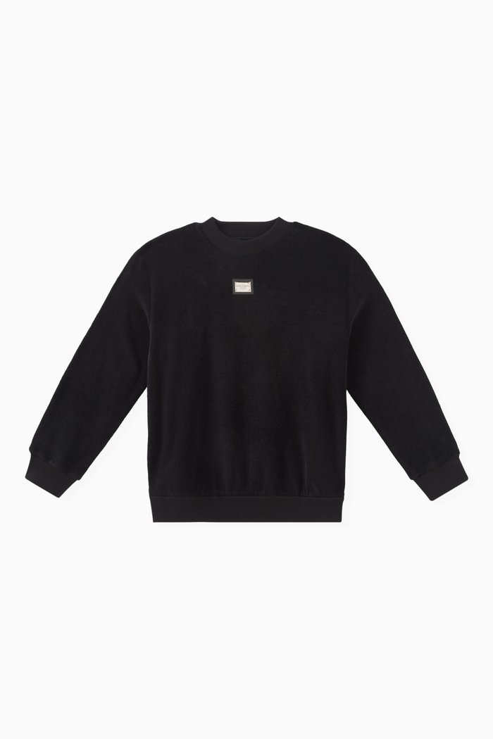 

Logo Tag Sweatshirt in Cotton Terry, Black