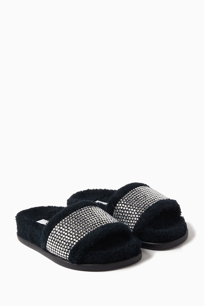 

Crystal Embellished Slides in Terrycloth, Silver
