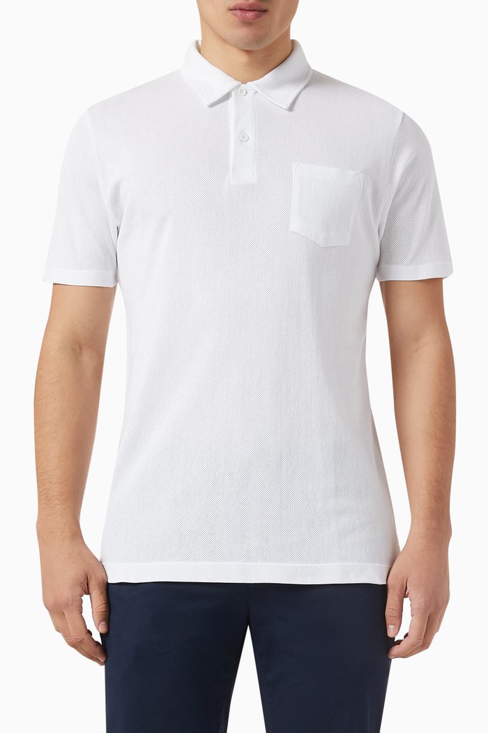 

Riviera Polo Shirt in Cotton-mesh, White
