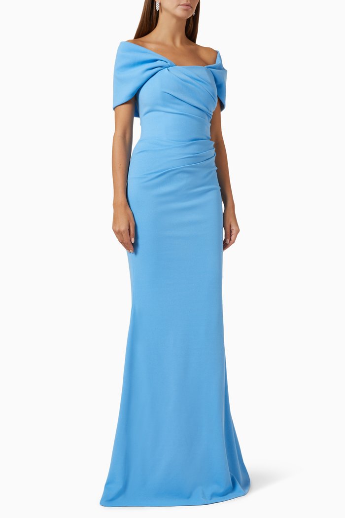 

Off-shoulder Panel Gown, Blue