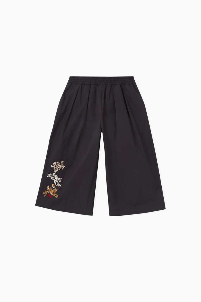 

Embroidered Detail Culottes in Cotton, Black