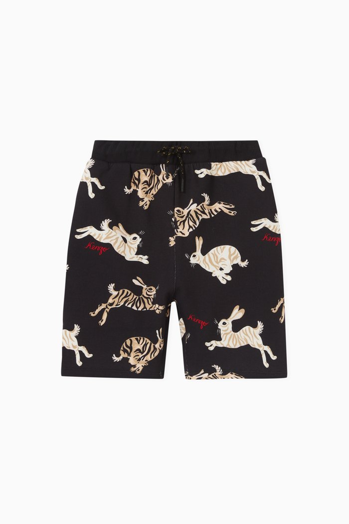 

Rabbit Print Shorts in Cotton, Black