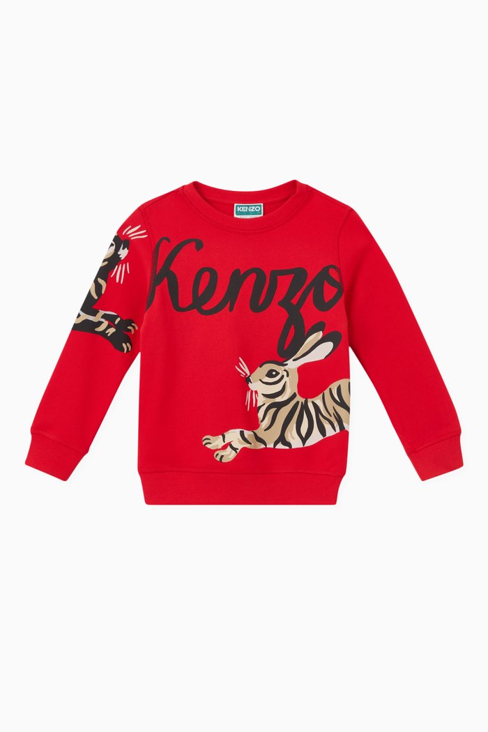 

Rabbit Print Sweatshirt in Cotton, Red