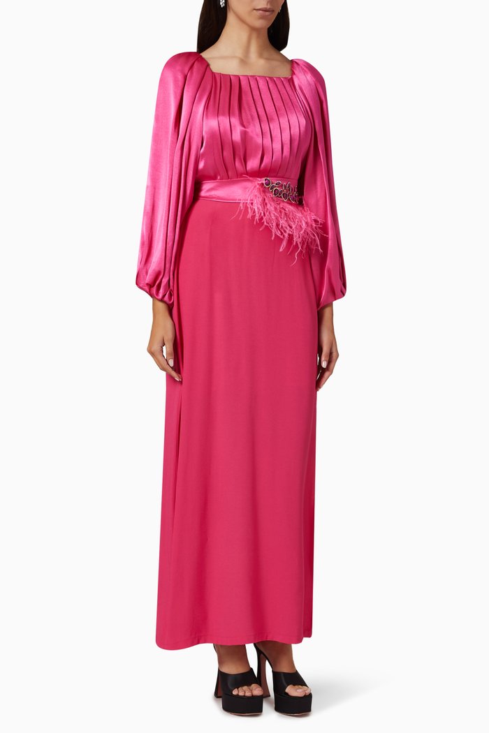 

Feather Maxi Dress, Pink
