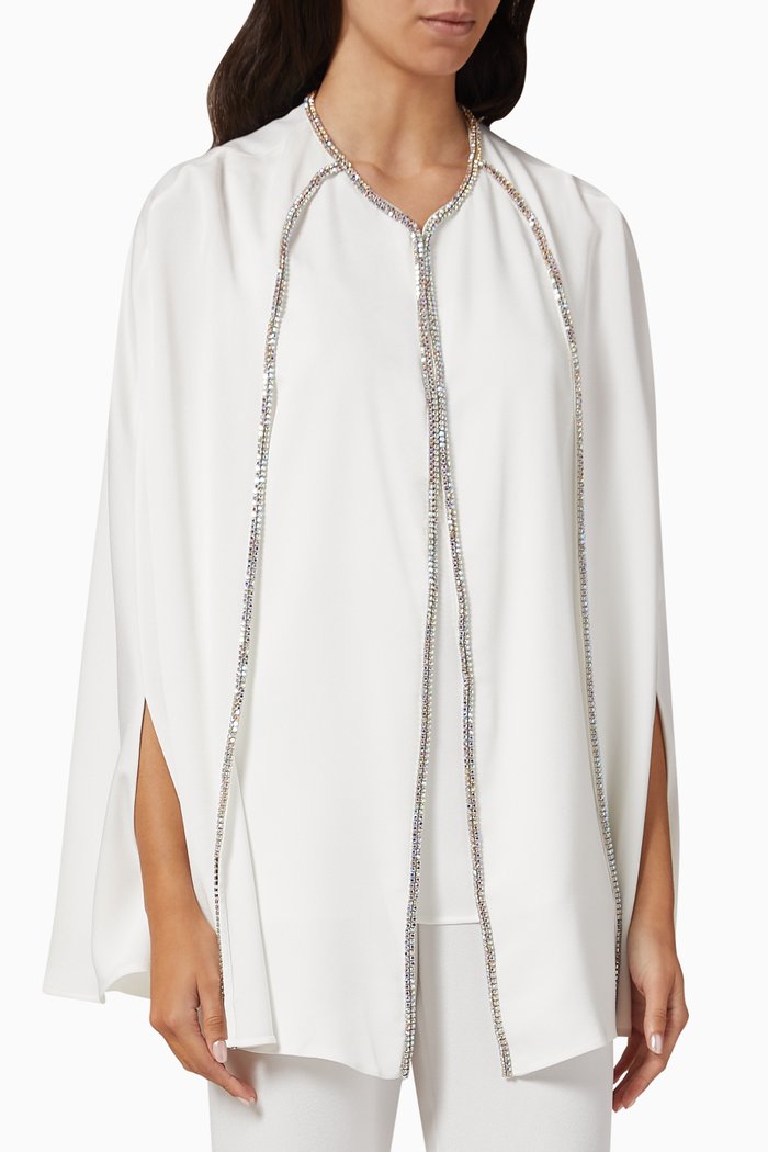 

Embellished Cape Blouse, White