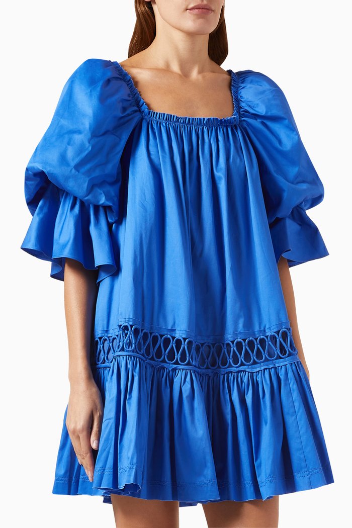 

Inspiration Smock Mini Dress in Cotton-poplin, Blue