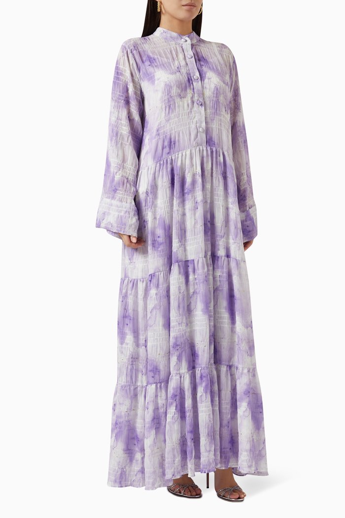 

Gardenia Brushstroke Layered Kaftan, Purple