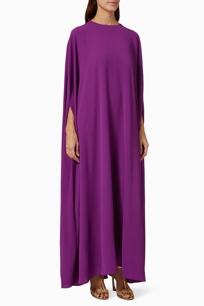Magenta Tent Maxi Kaftan in Crepe, Purple