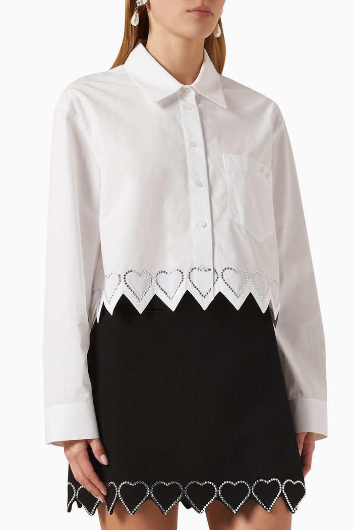 

Heart Crystal-embellished Shirt in Cotton, White