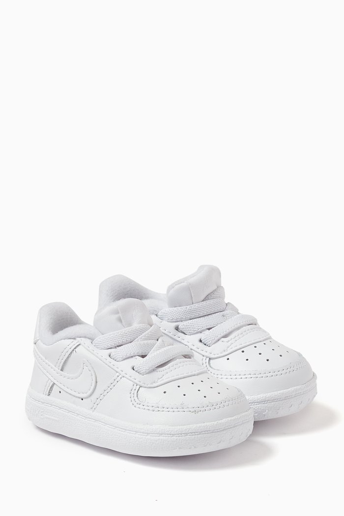 

Force 1 Crib Sneakers in Leather, White