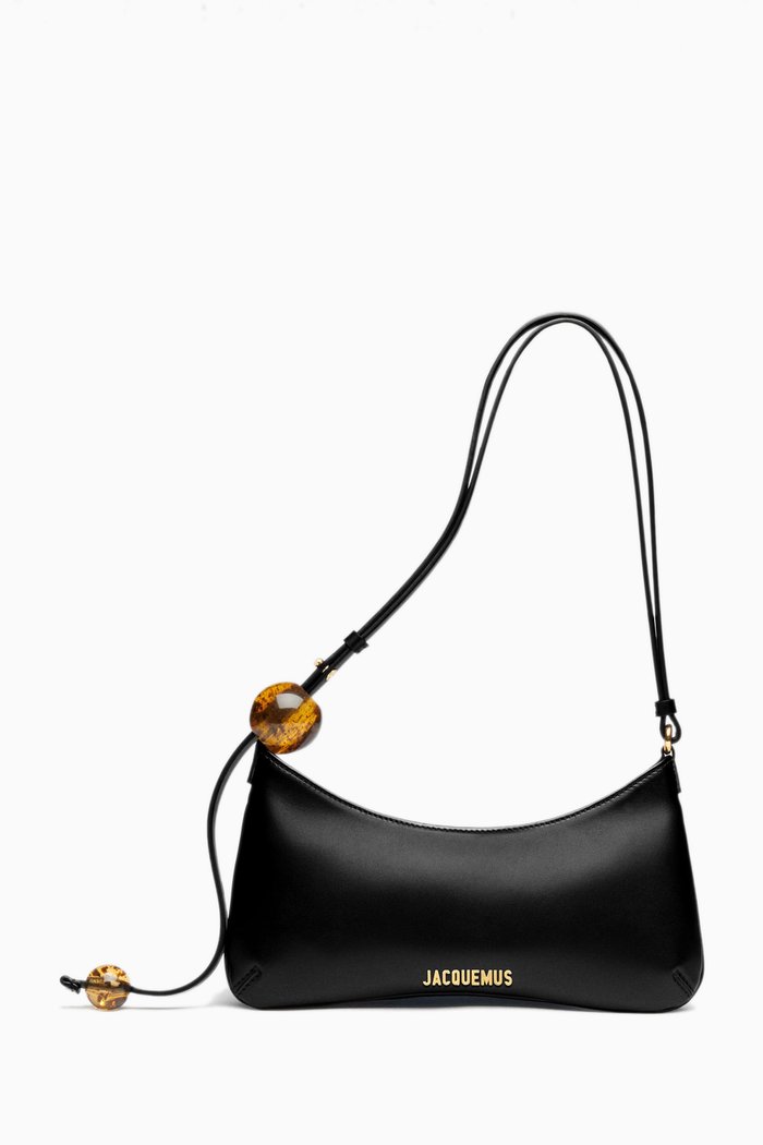 

Le Bisou Perle Zip Shoulder Bag in Leather, Black