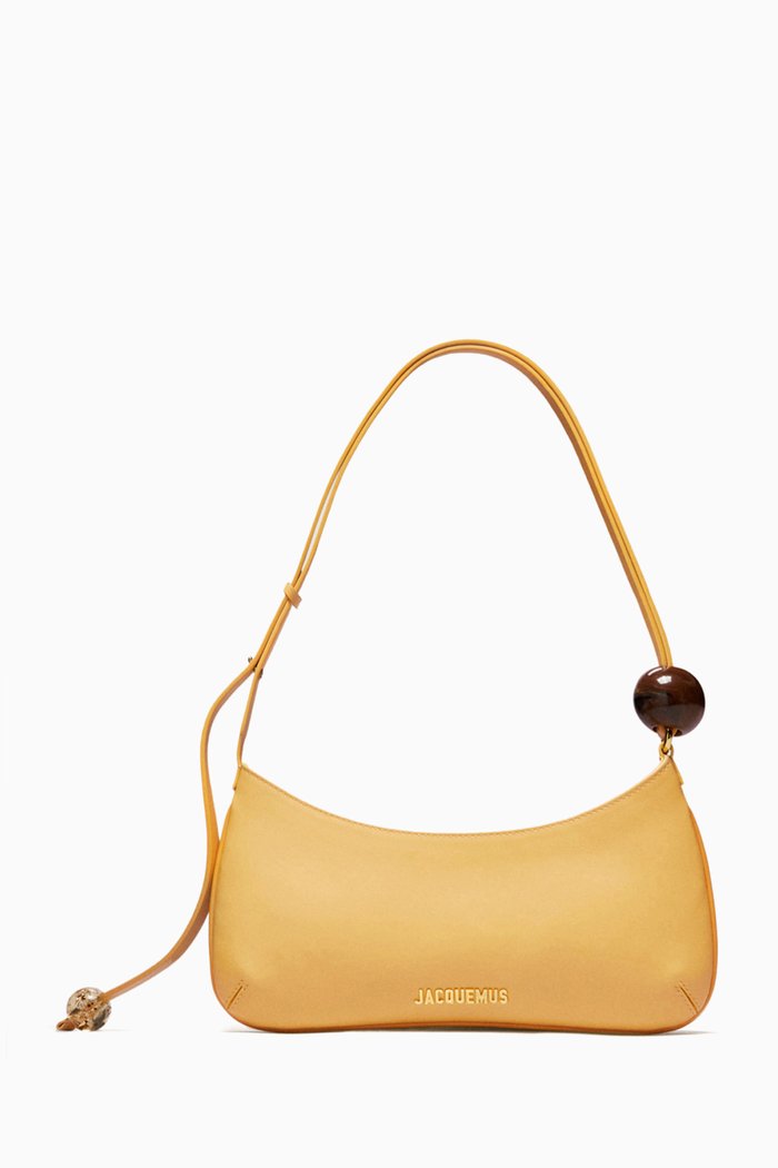 

Le Bisou Perle Zip Shoulder Bag in Leather, Yellow