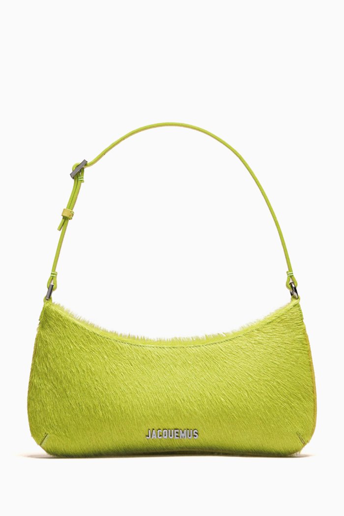 Le Bisou Perle Zip Shoulder Bag in Leather, Green