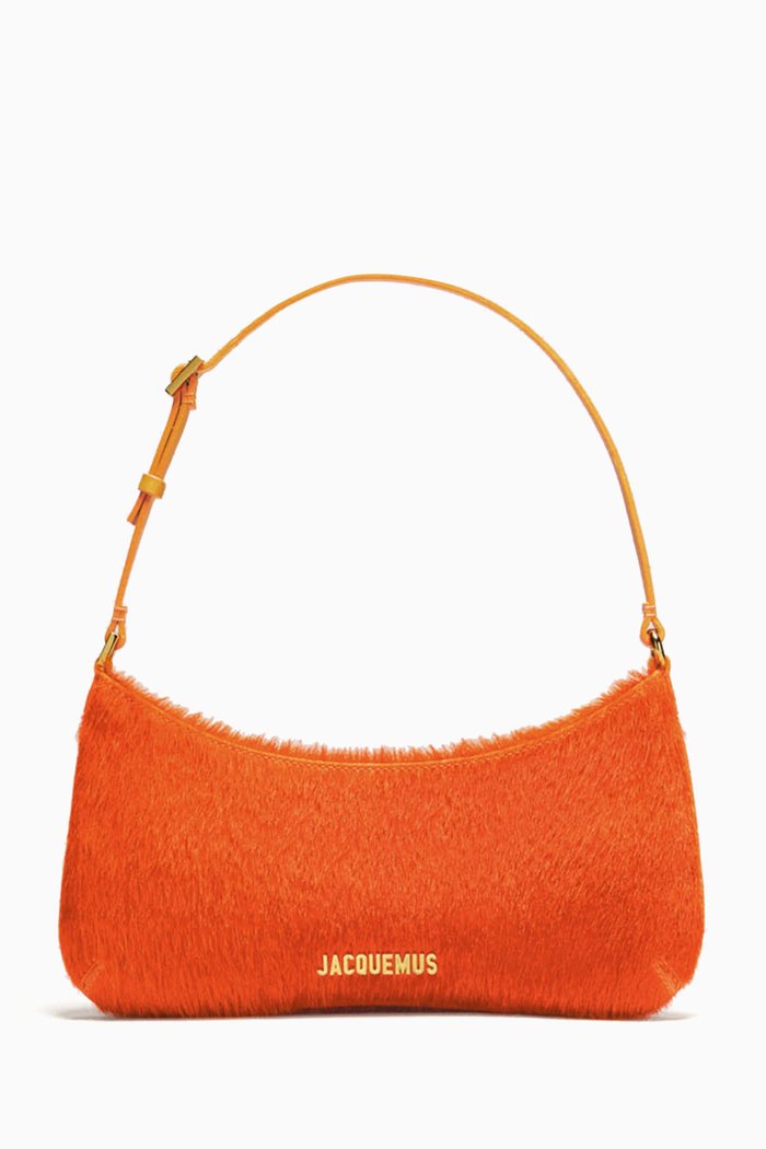 

Le Bisou Perle Zip Shoulder Bag in Leather, Orange