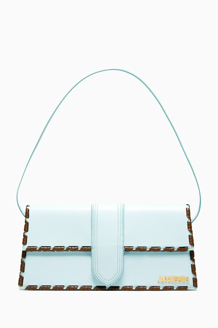 

Le Bambino Flap-over Shoulder Bag in Leather, Blue