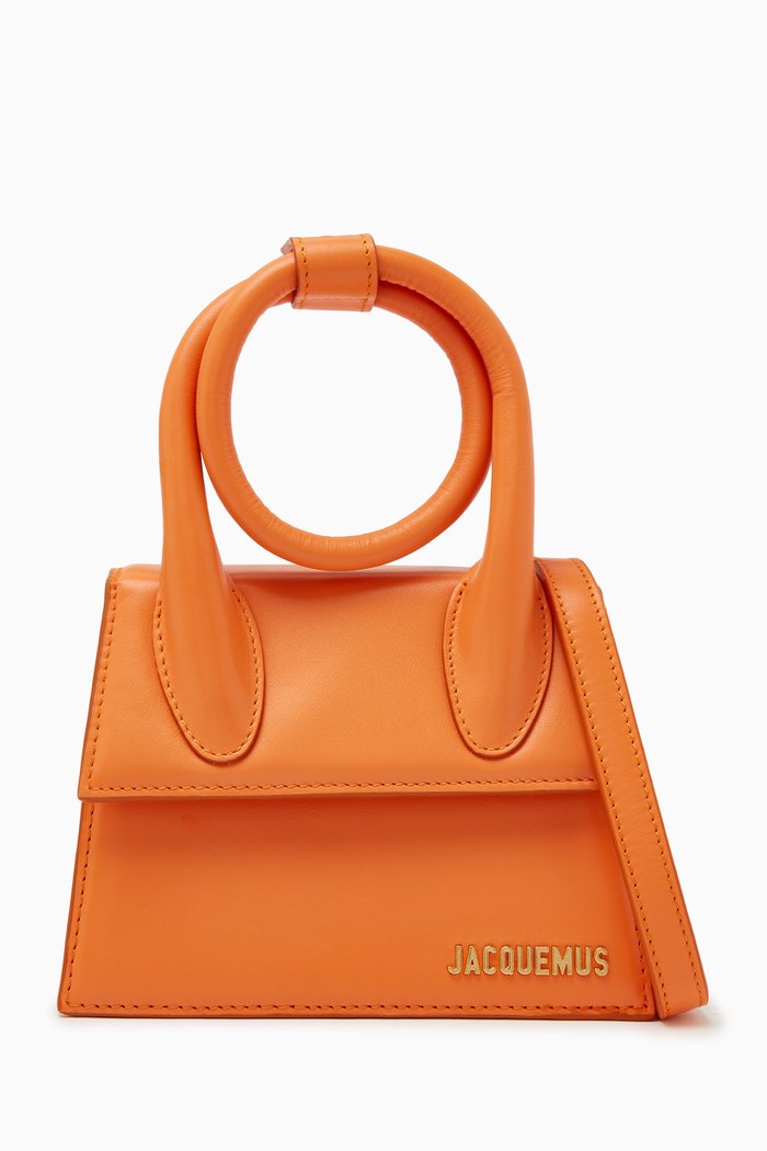 

Le Chiquito Noeud Bag in Leather, Orange