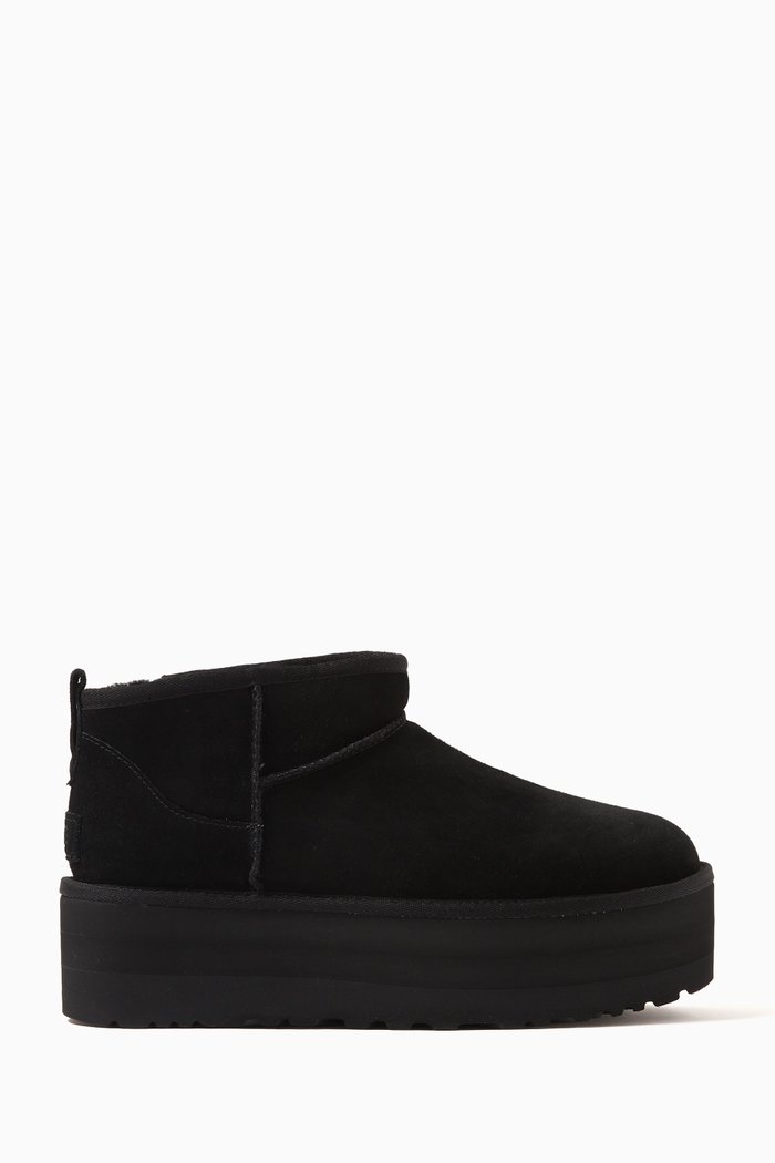 

Classic Ultra Mini Platform Boots in Suede, Black