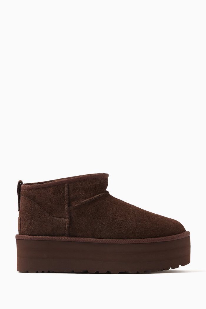 

Classic Ultra Mini Platform Boots in Suede, Brown