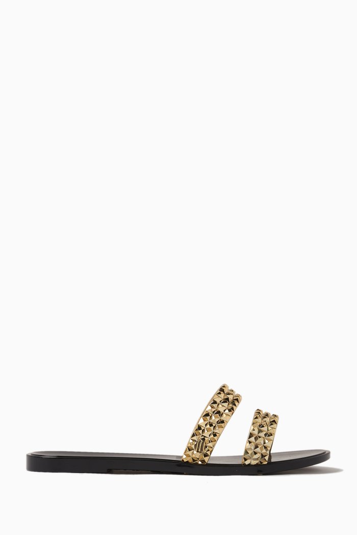

Bling Metallic Studs Slides, Black